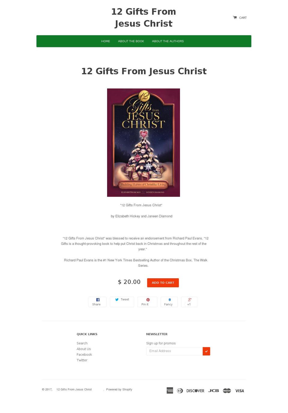 12giftsfromjesuschrist.org shopify website screenshot