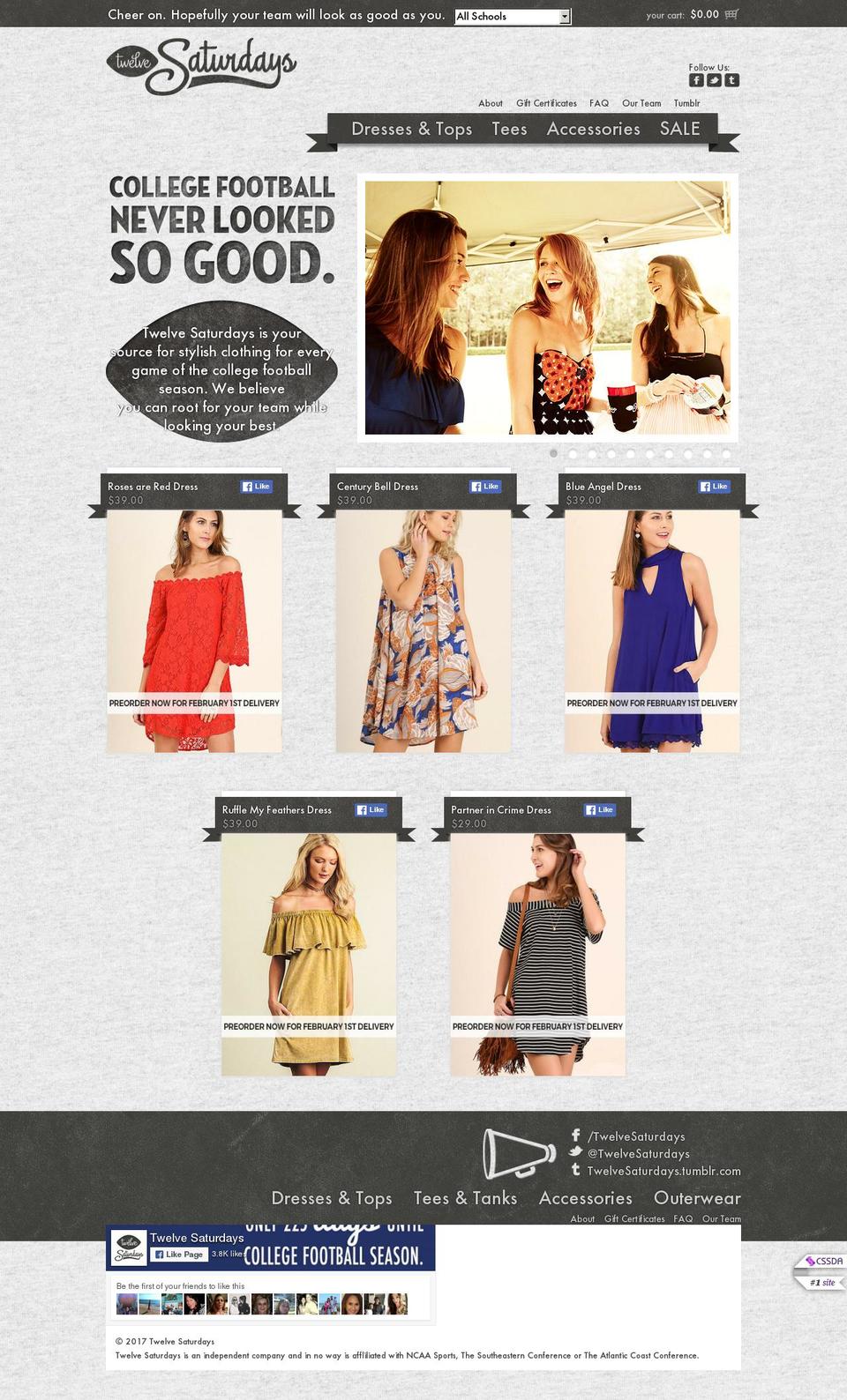 12saturdays.com shopify website screenshot
