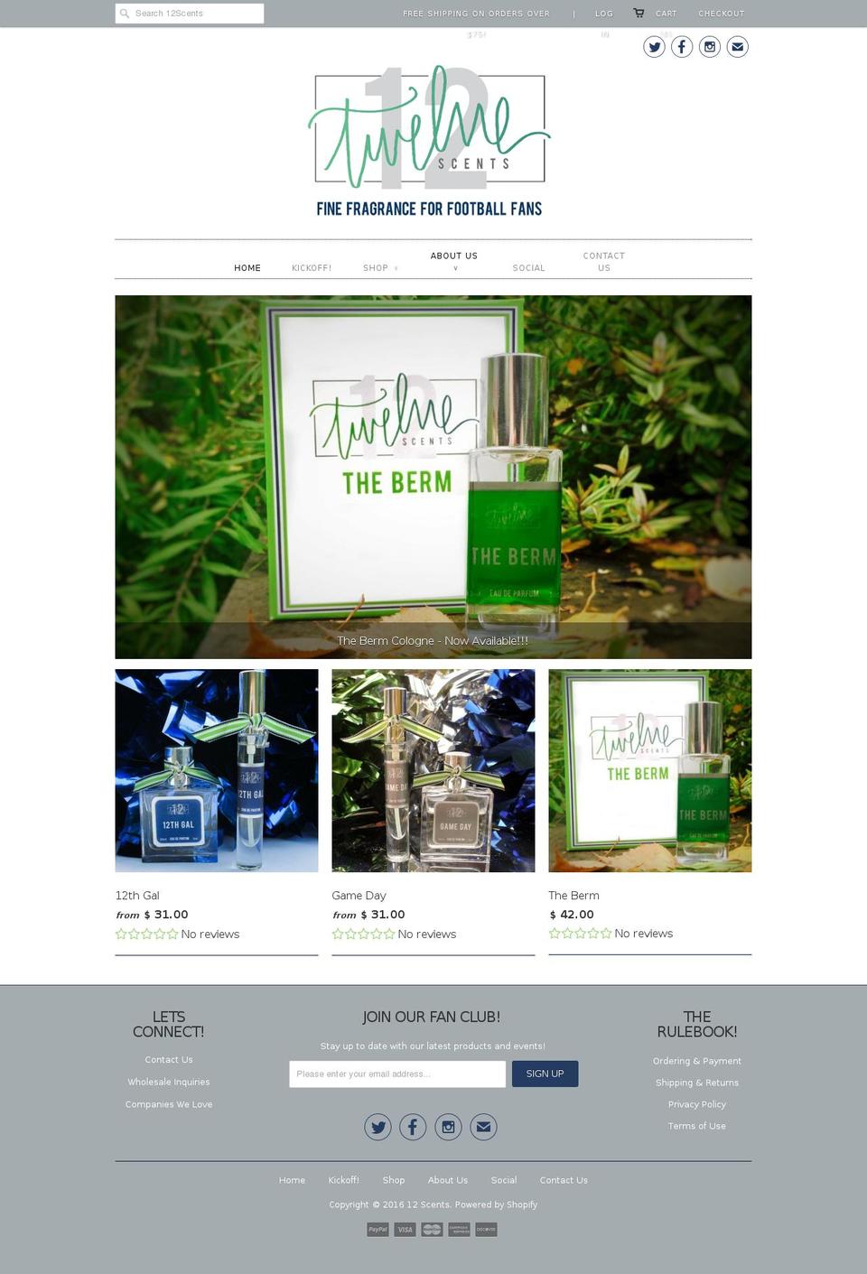 12scents.com shopify website screenshot