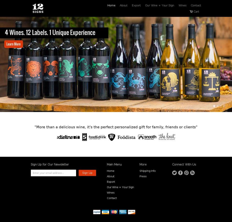 12signswine.com shopify website screenshot