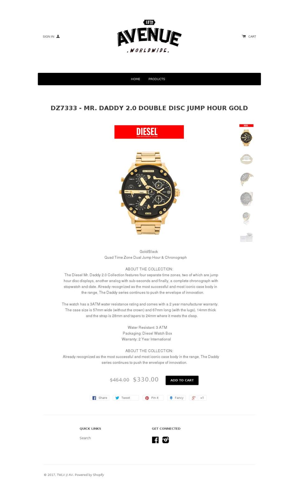 12th-avenue.com shopify website screenshot