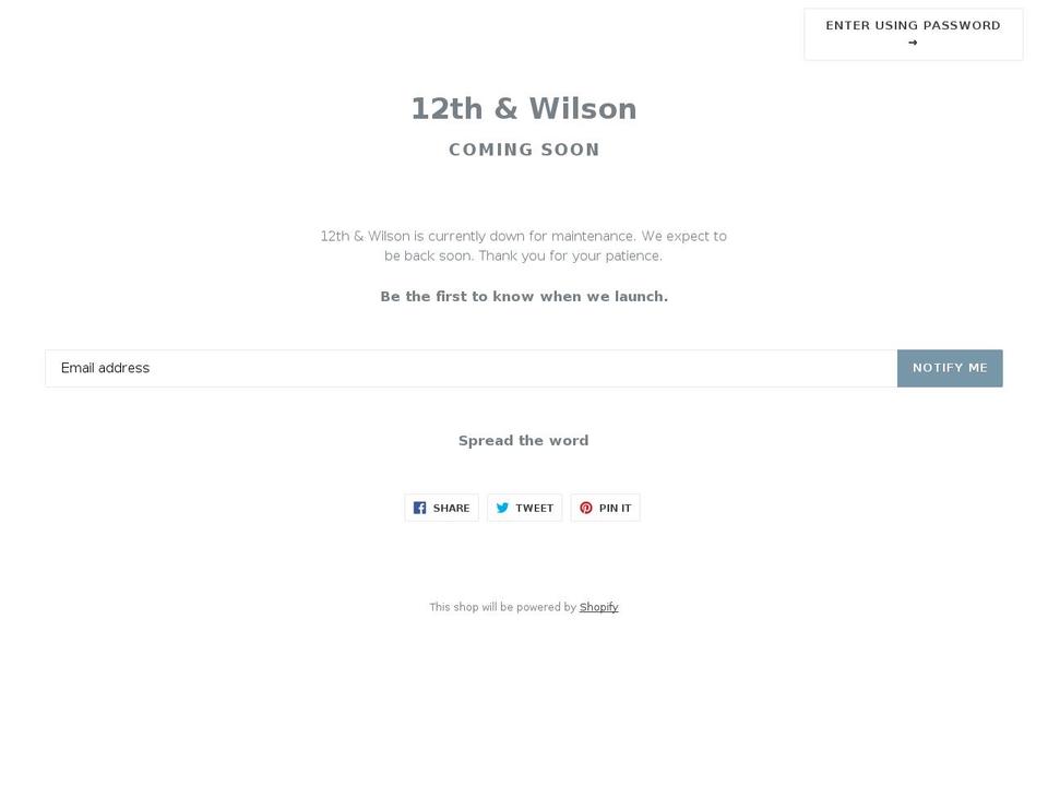 12thandwilson.com — Shopify storefront screenshot