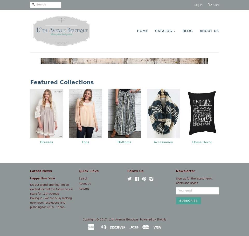 12thavenueboutique.com shopify website screenshot