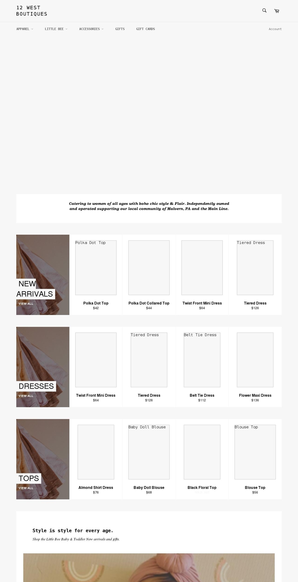 12westboutiques.com shopify website screenshot
