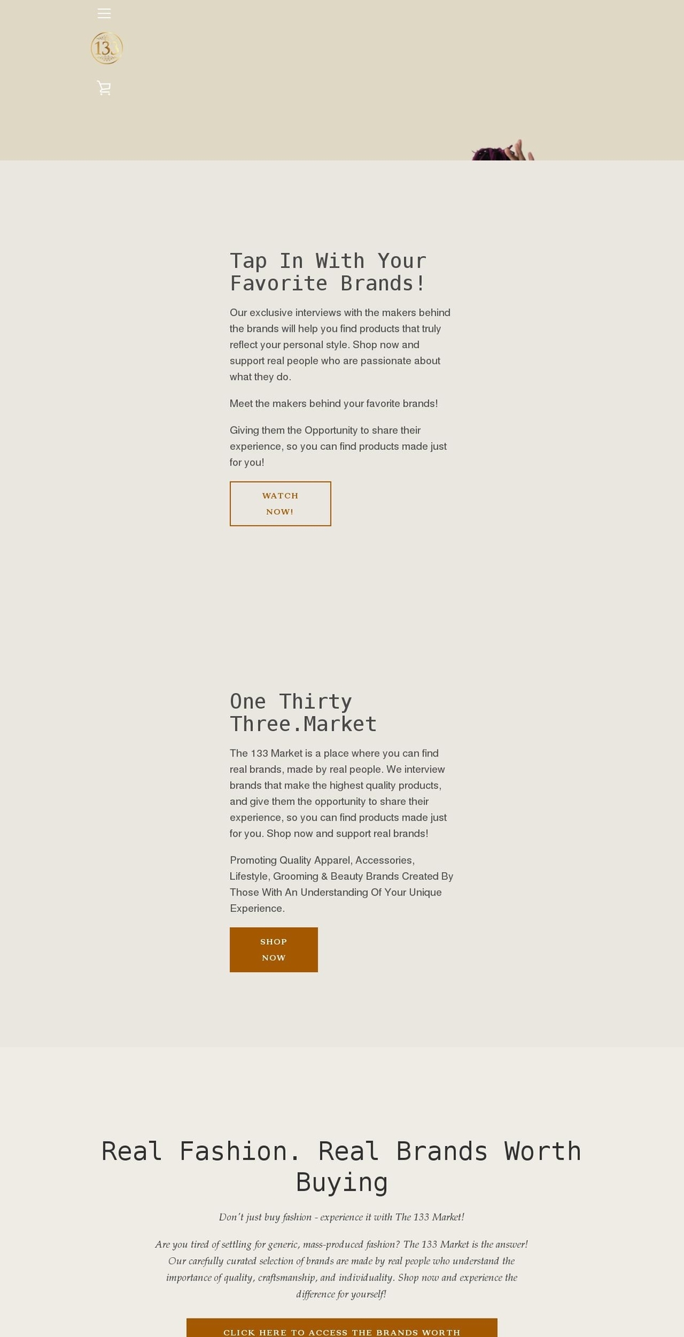 133.market shopify website screenshot