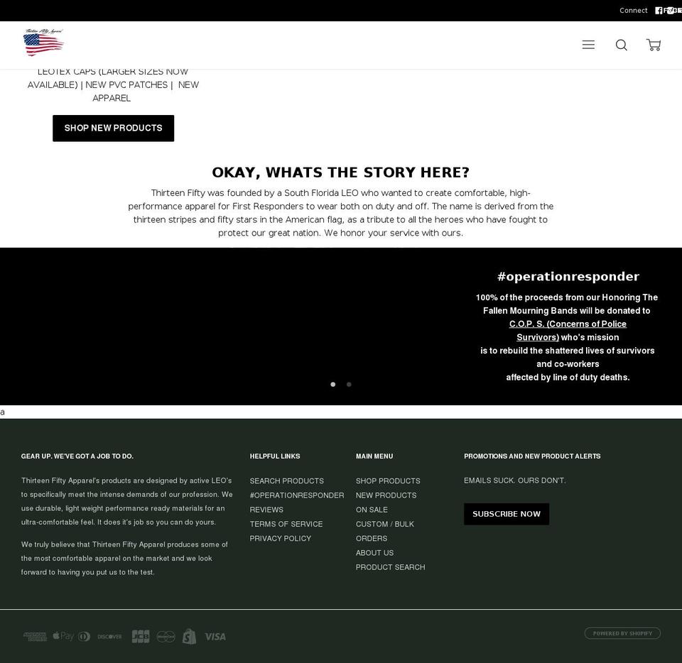 1350apparel.net shopify website screenshot