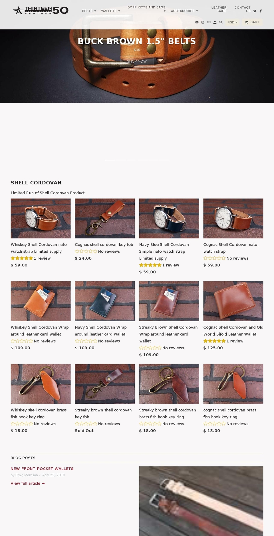 1350leather.com — Shopify storefront screenshot
