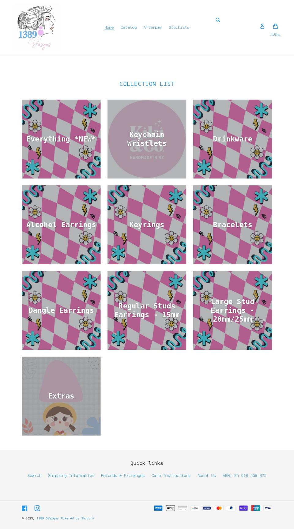 1389-designs.com.au shopify website screenshot