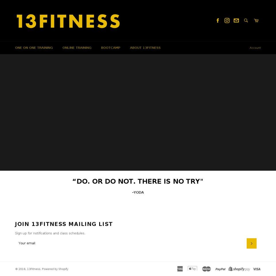 13fitness.com — Shopify storefront screenshot