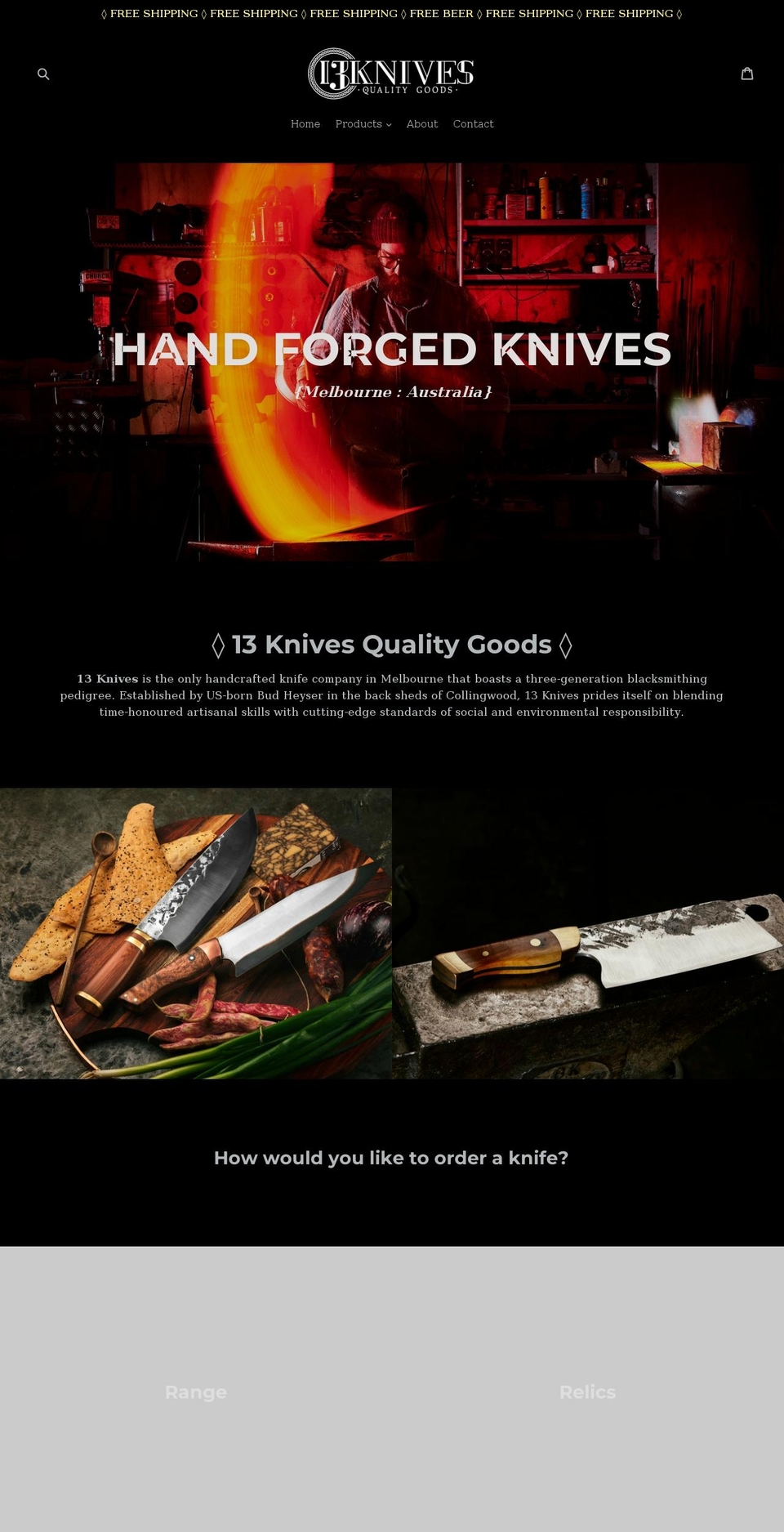 13knives.com.au shopify website screenshot