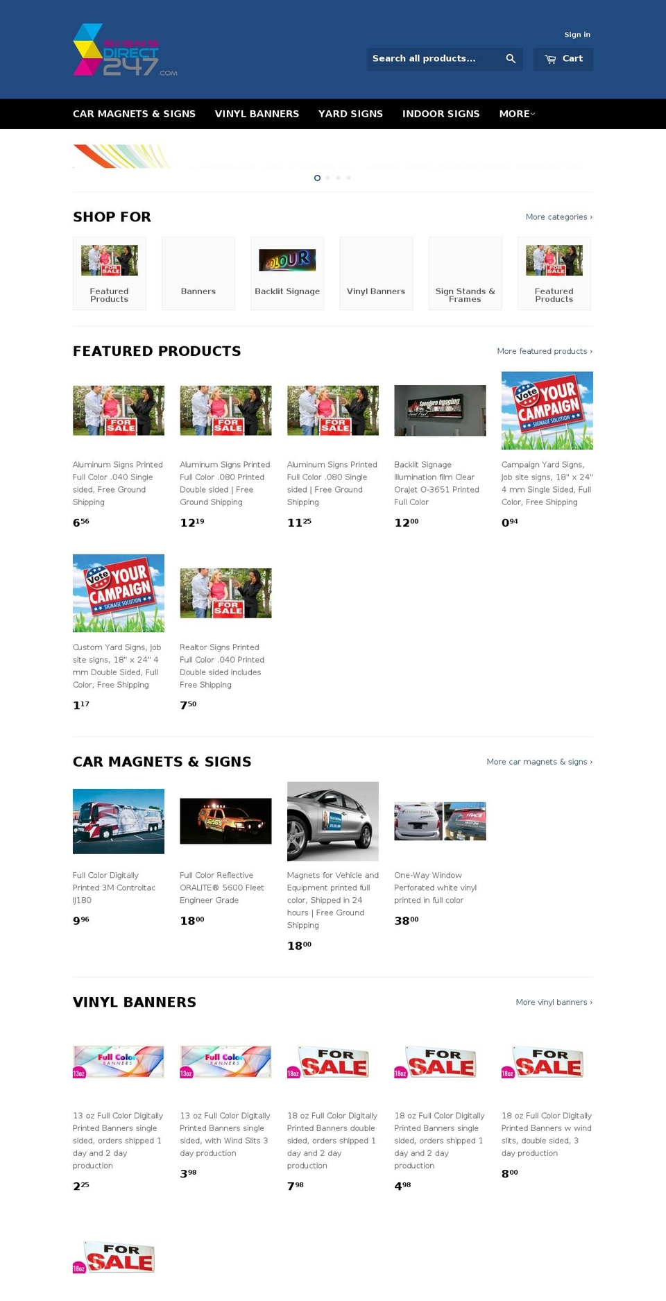 13ozbanners.com shopify website screenshot