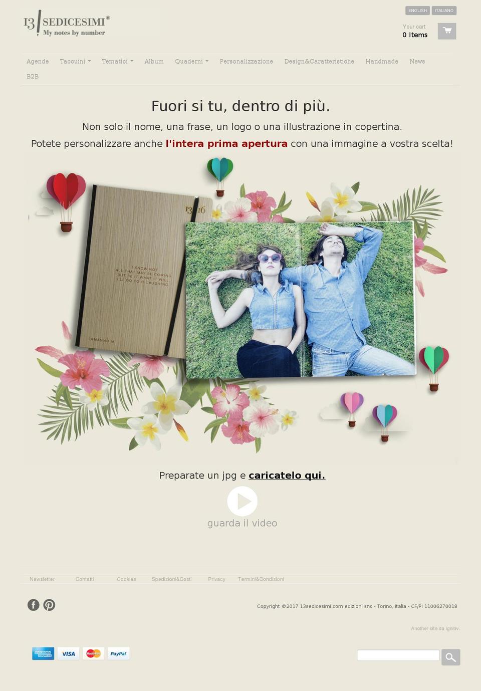 13sedicesimi.com shopify website screenshot