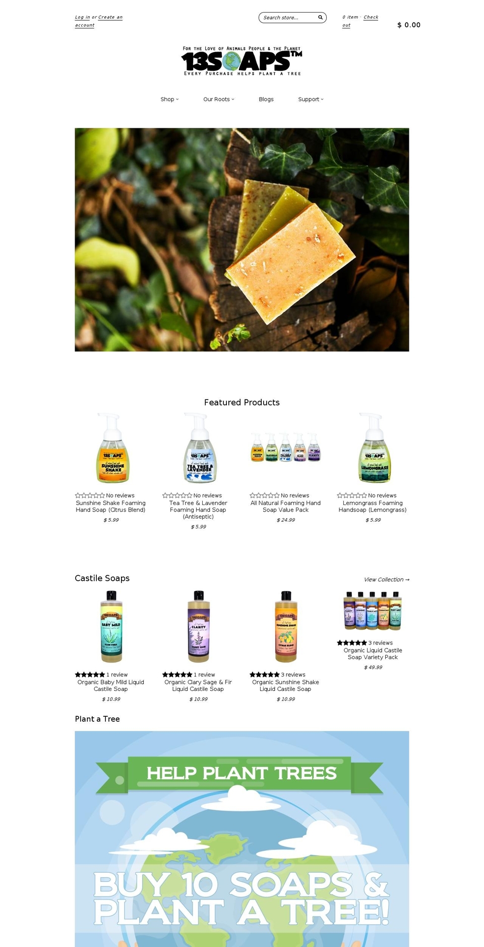 13soaps.com shopify website screenshot