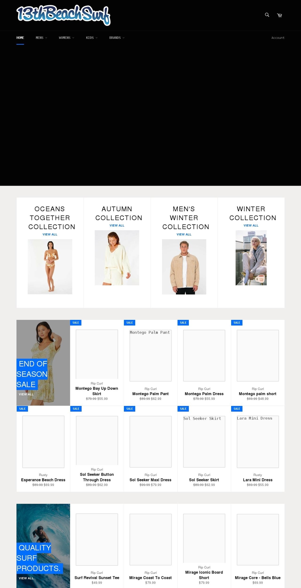 13thbeachsurf.com.au shopify website screenshot