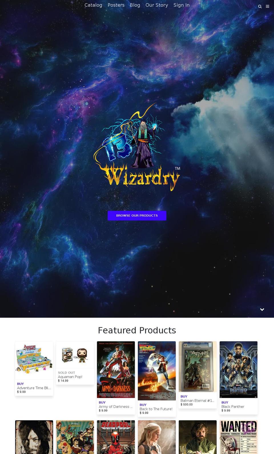 13thwizardry.com shopify website screenshot