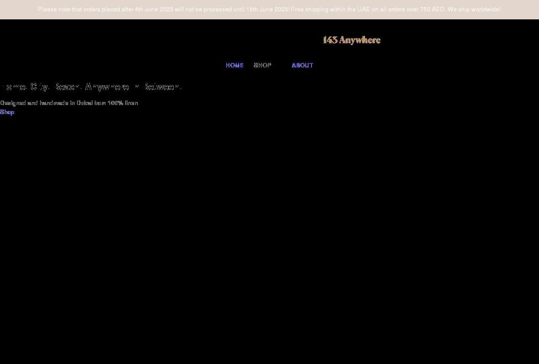 143anywhere.com shopify website screenshot