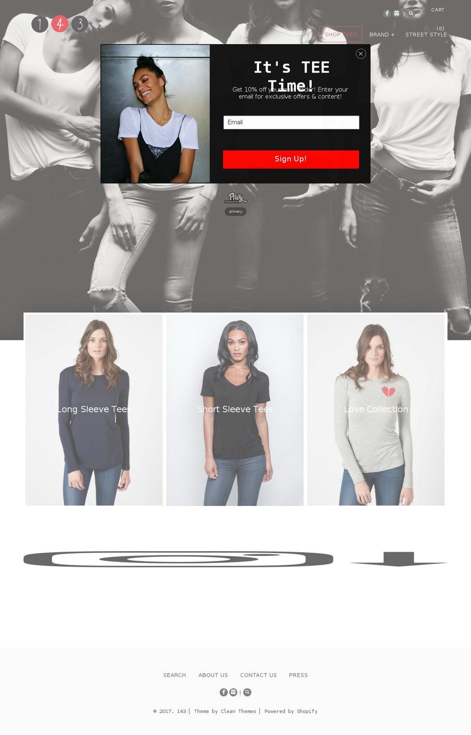 Alchemy Shopify theme site example 143tees.com