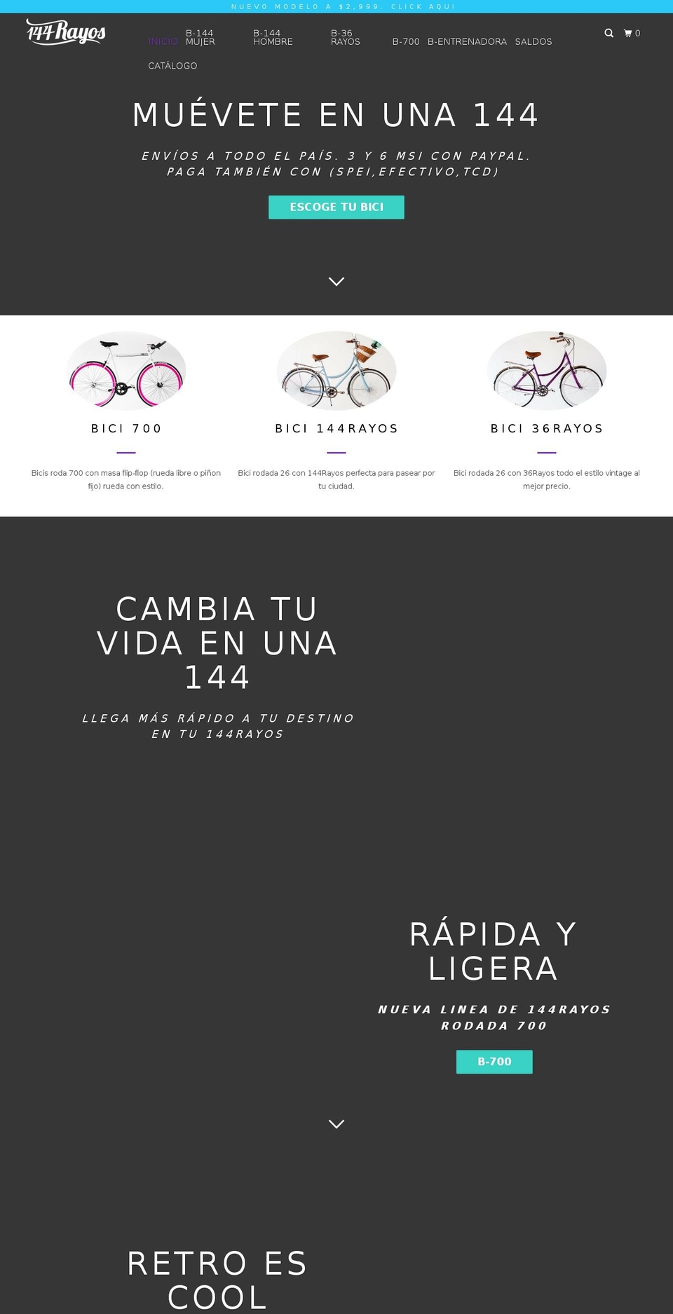 144rayosbikes.com — Shopify storefront screenshot