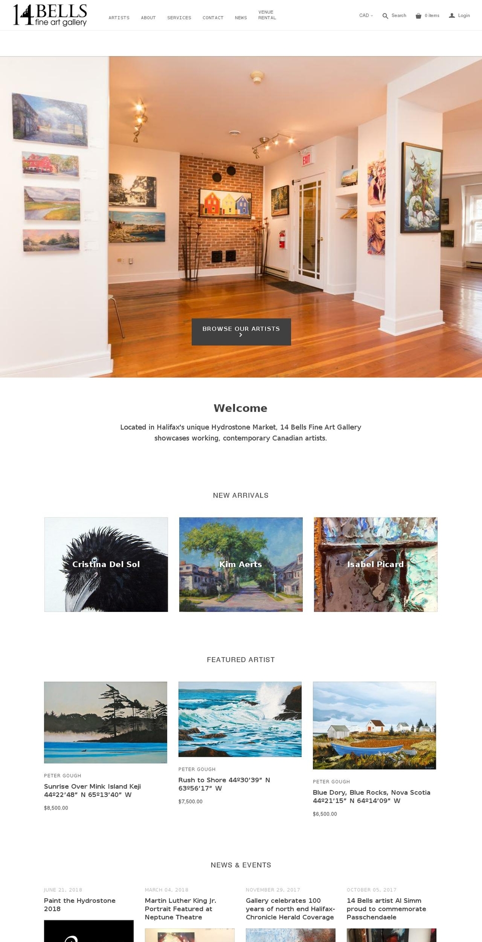 14bellsfineart.com — Shopify storefront screenshot