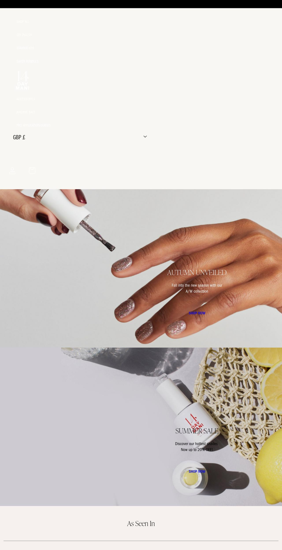 14daymanicure.co.uk shopify website screenshot