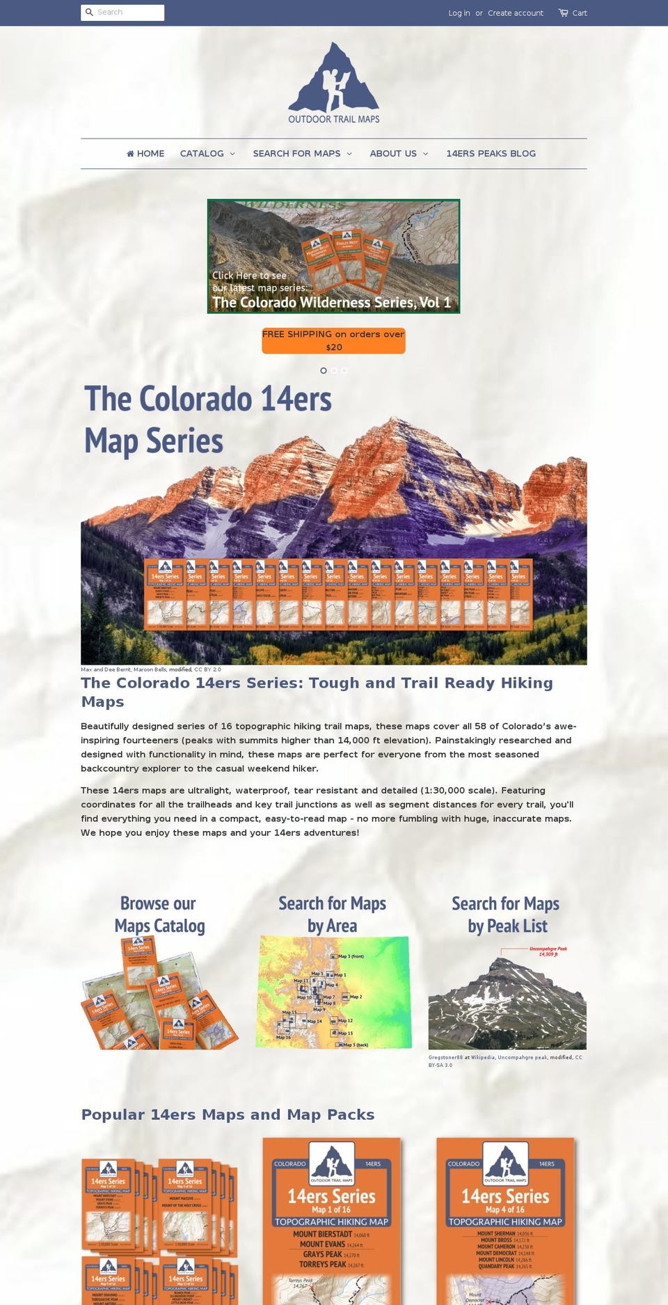 14ersmaps.myshopify.com shopify website screenshot