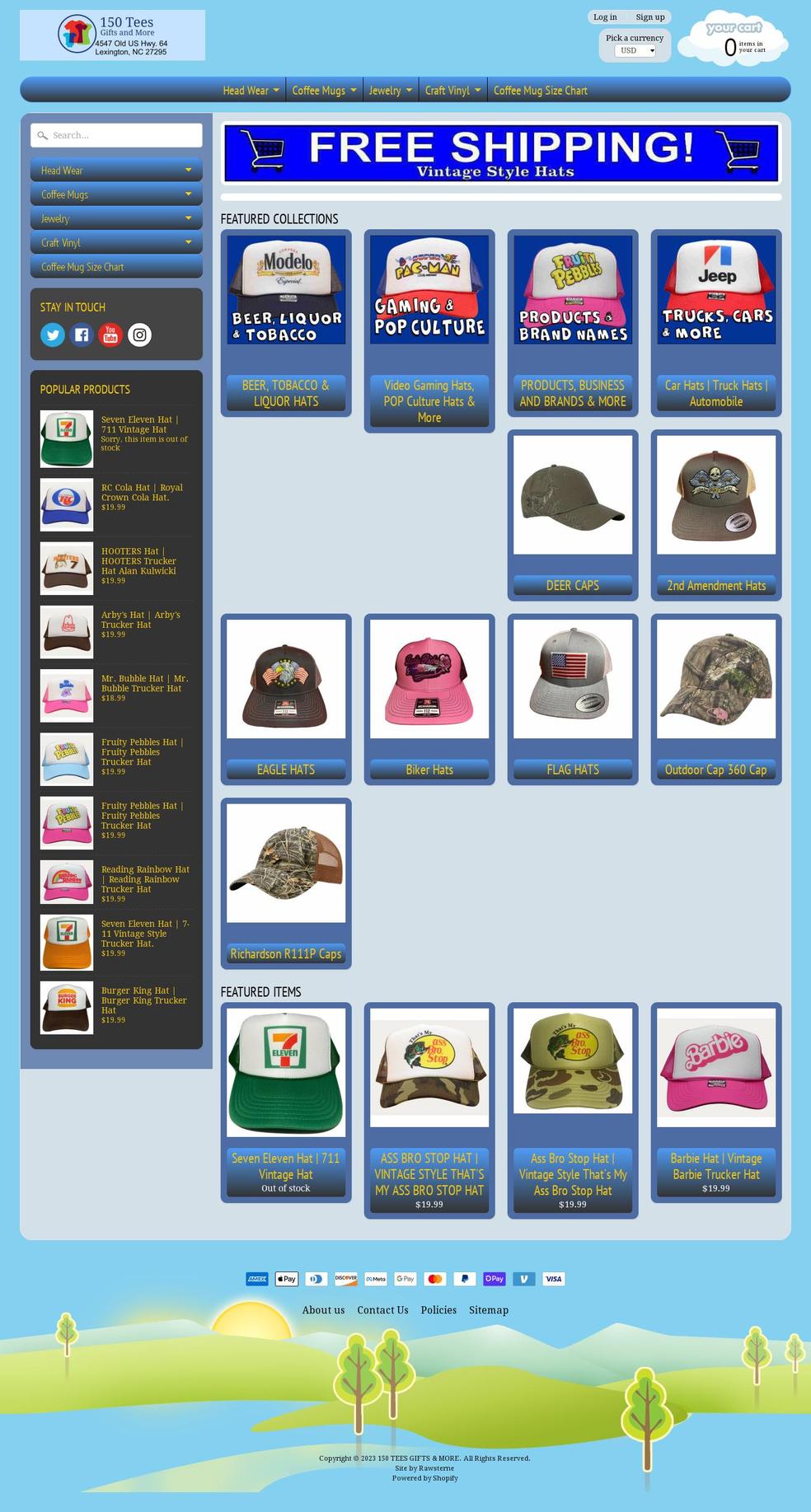 150tees.com — Shopify storefront screenshot