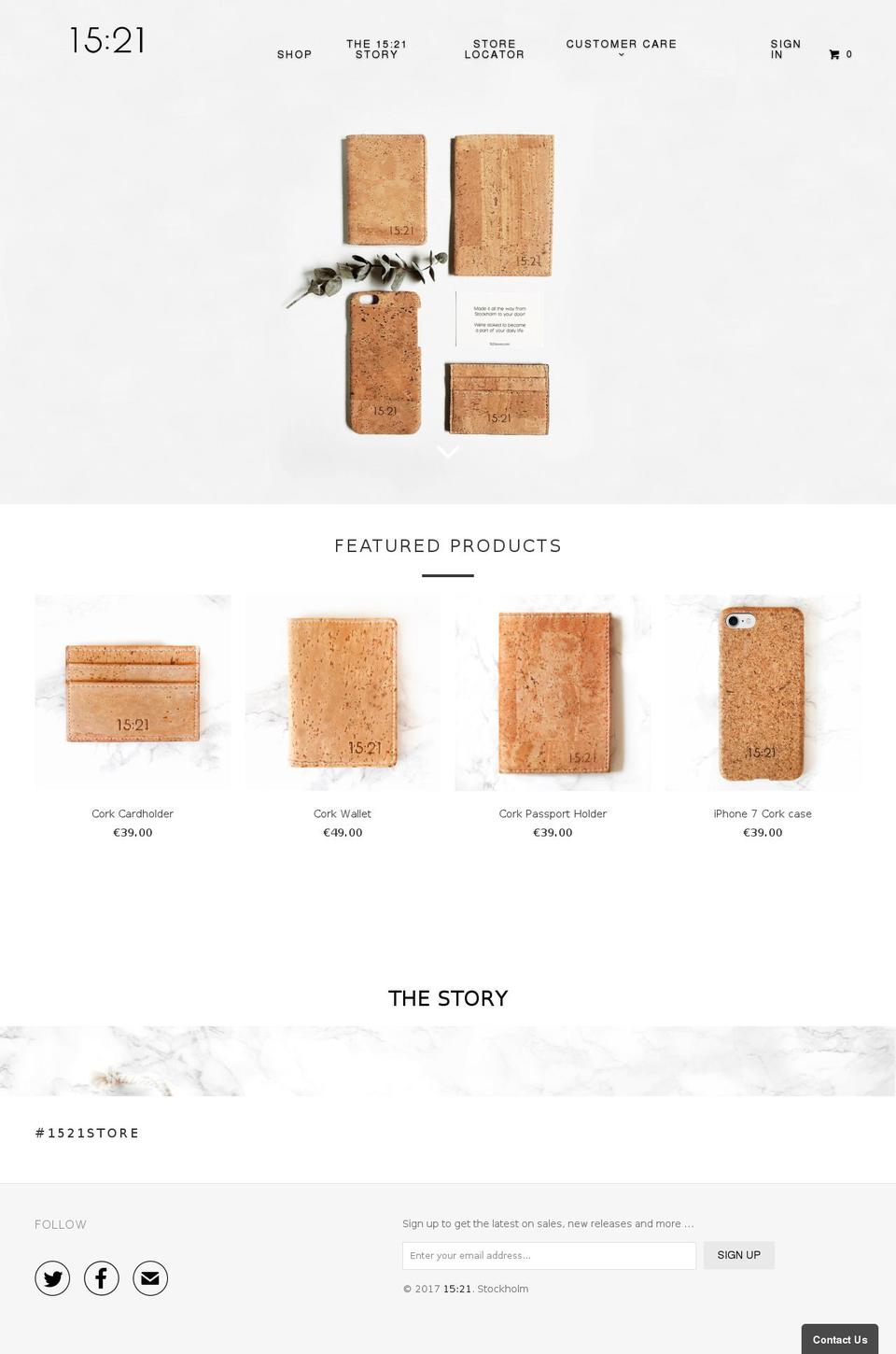 1521store.com shopify website screenshot