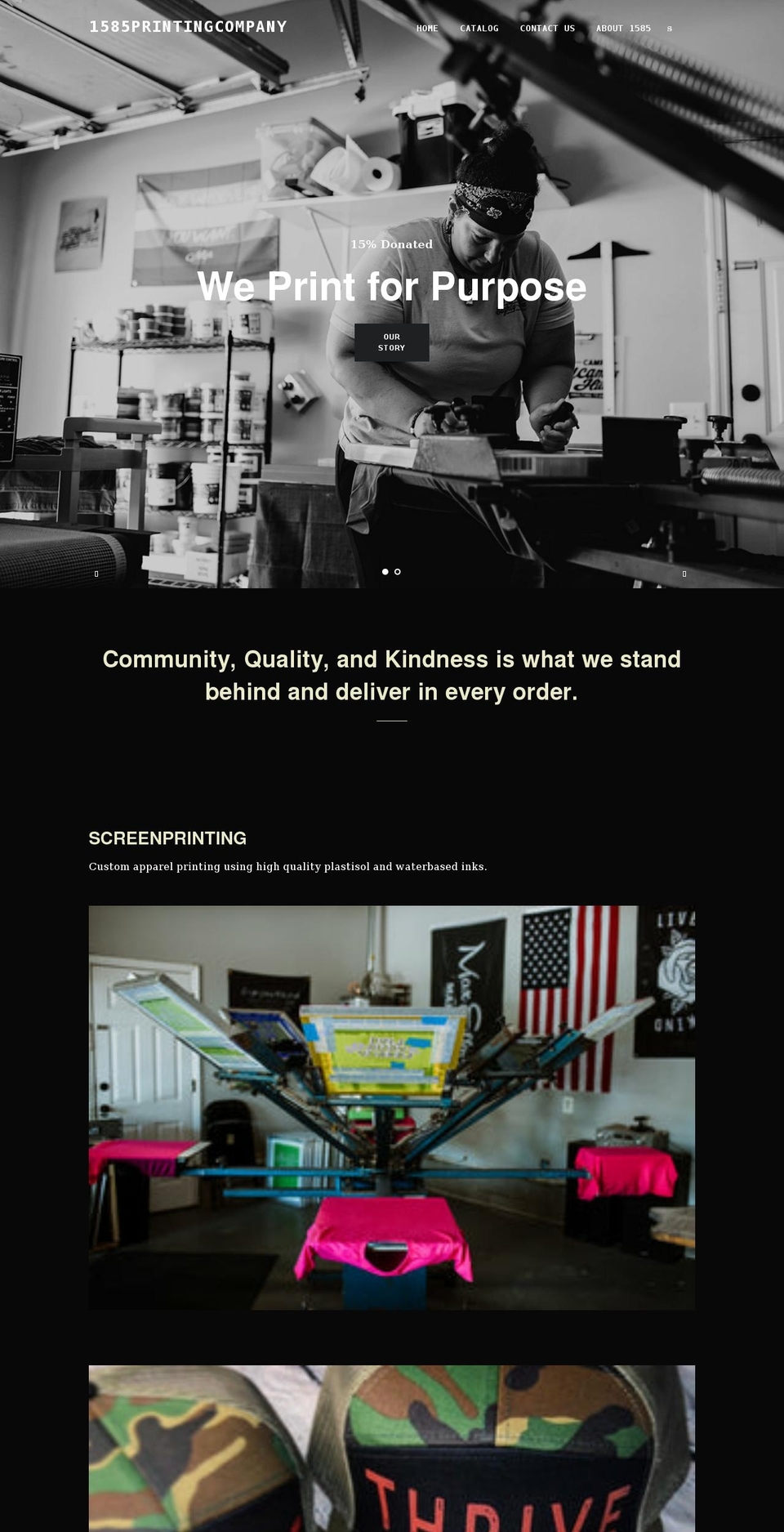 1585printingcompany.com shopify website screenshot