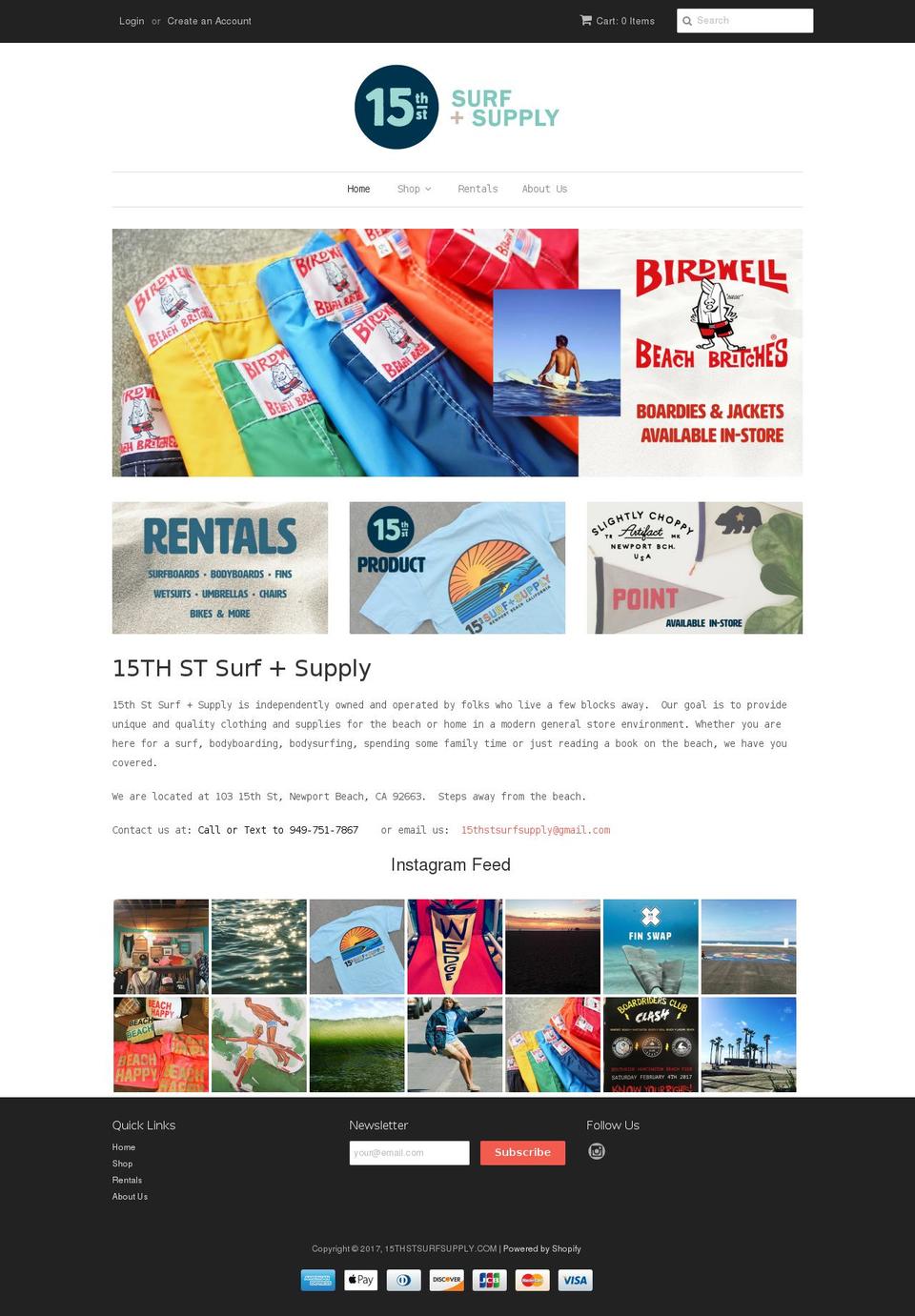 15thstsurfsupply.com shopify website screenshot