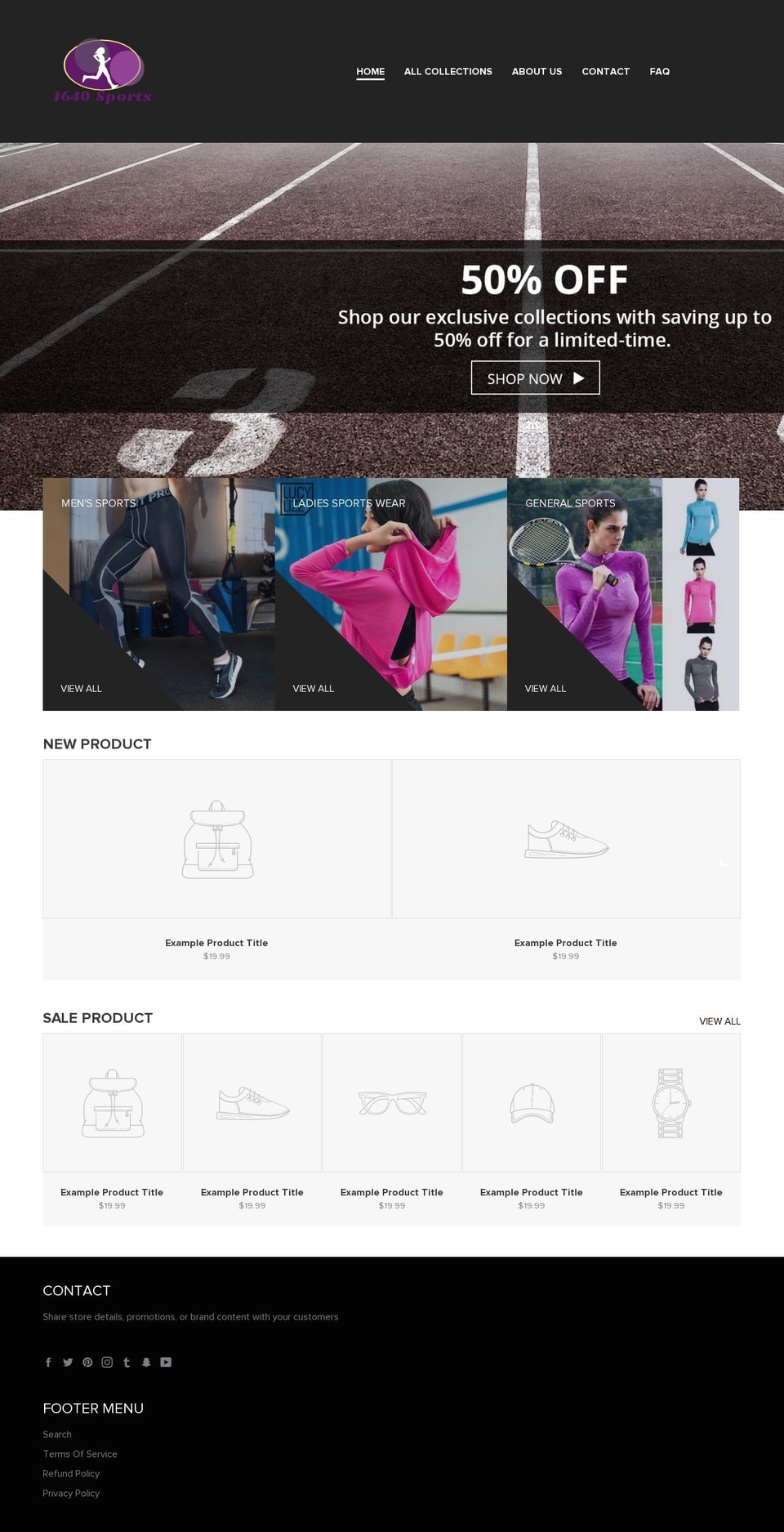 Active Shopify theme site example 1640sports.com