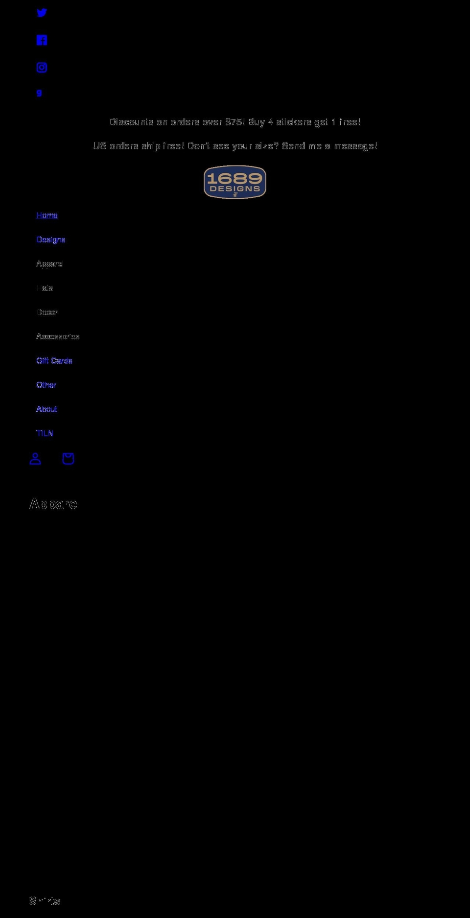 1689designs.com shopify website screenshot