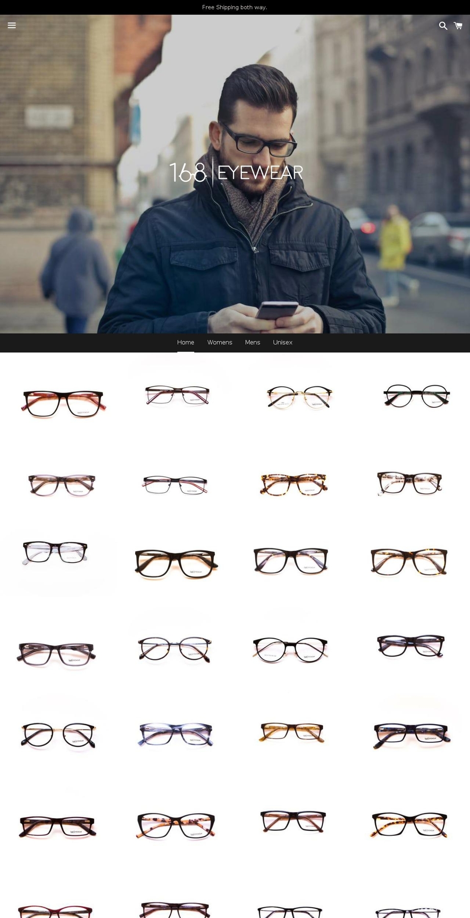 168eyewear.com — Shopify storefront screenshot
