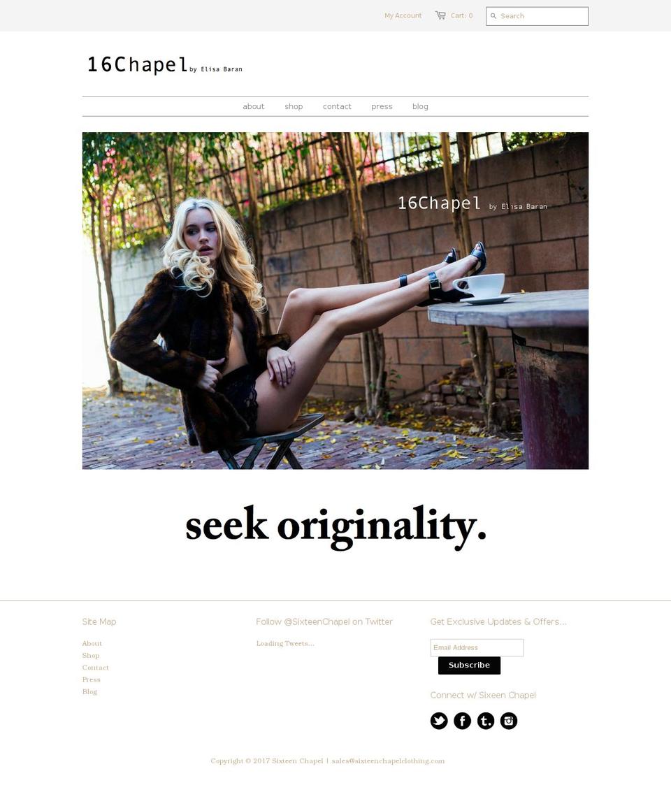 16chapel.com shopify website screenshot