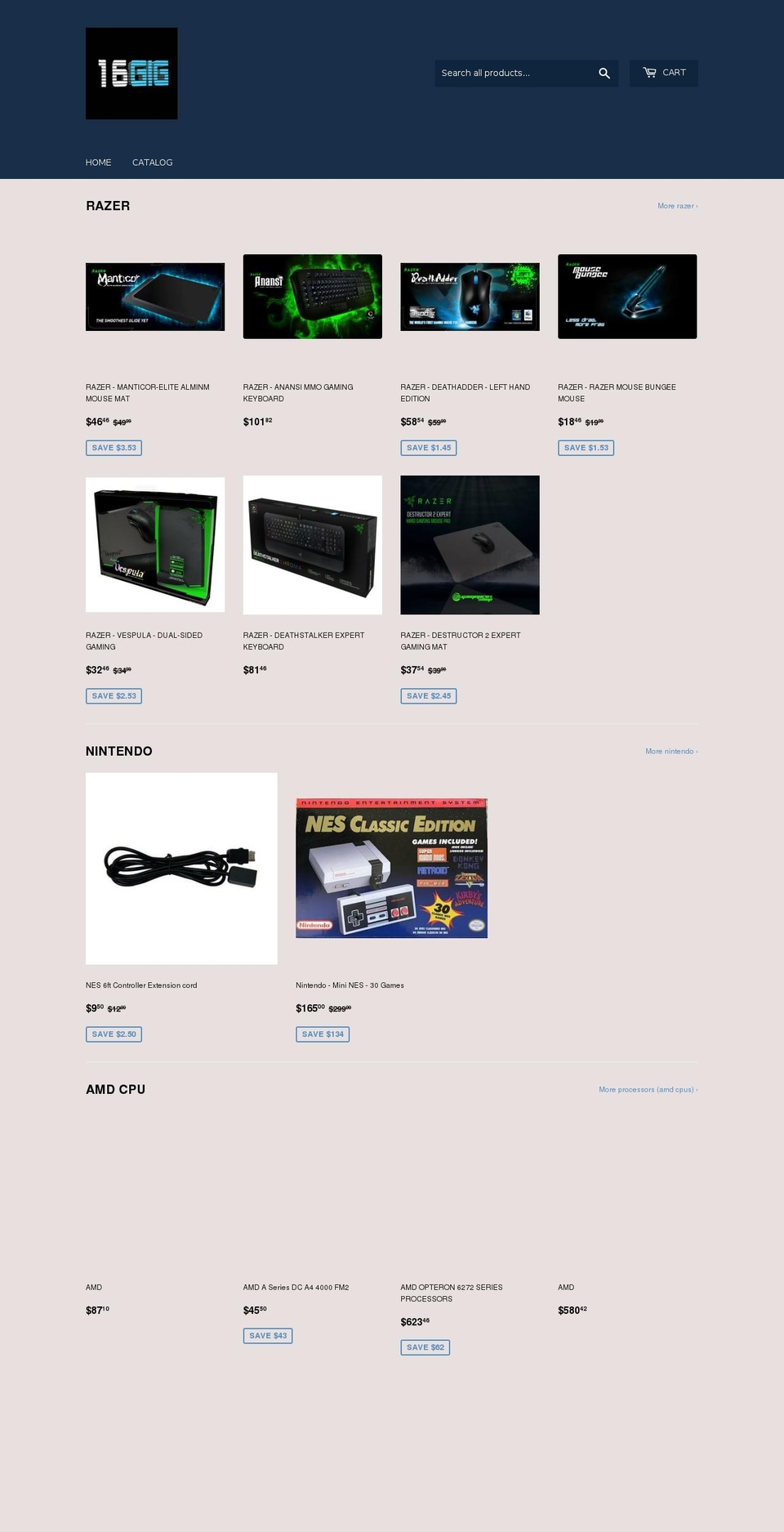 16gig.com — Shopify storefront screenshot