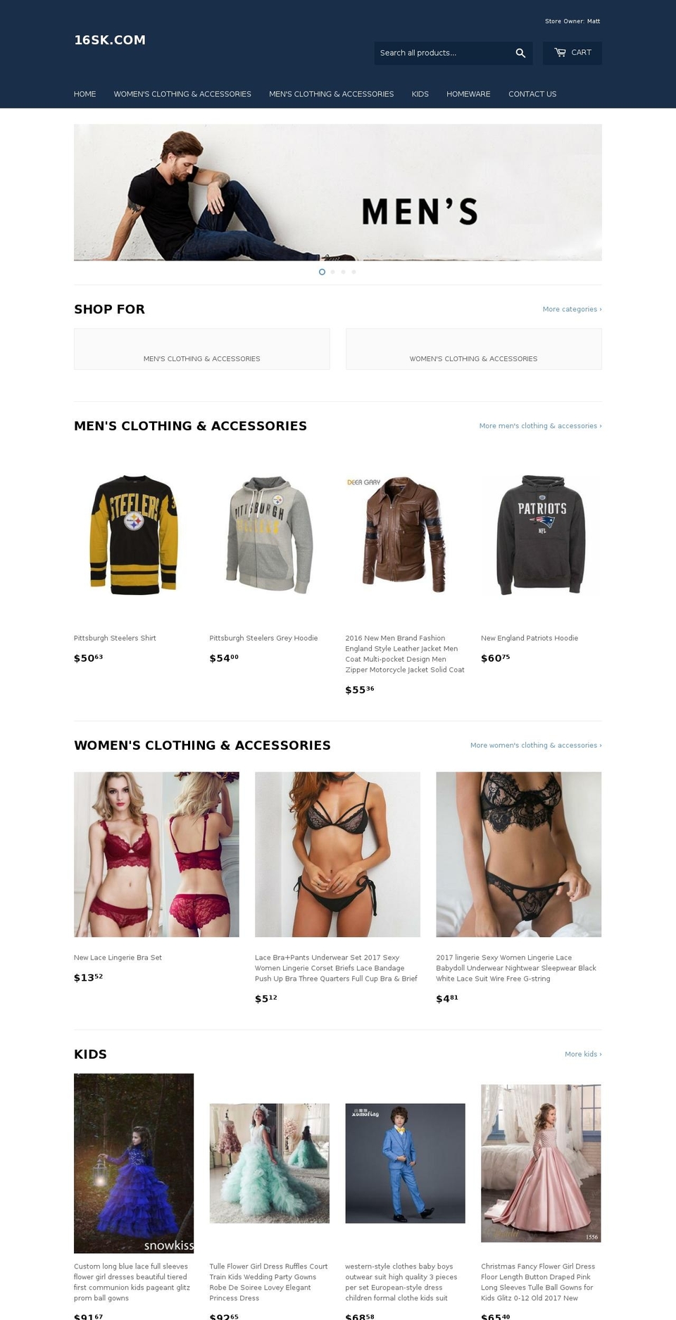 16sk.com — Shopify storefront screenshot