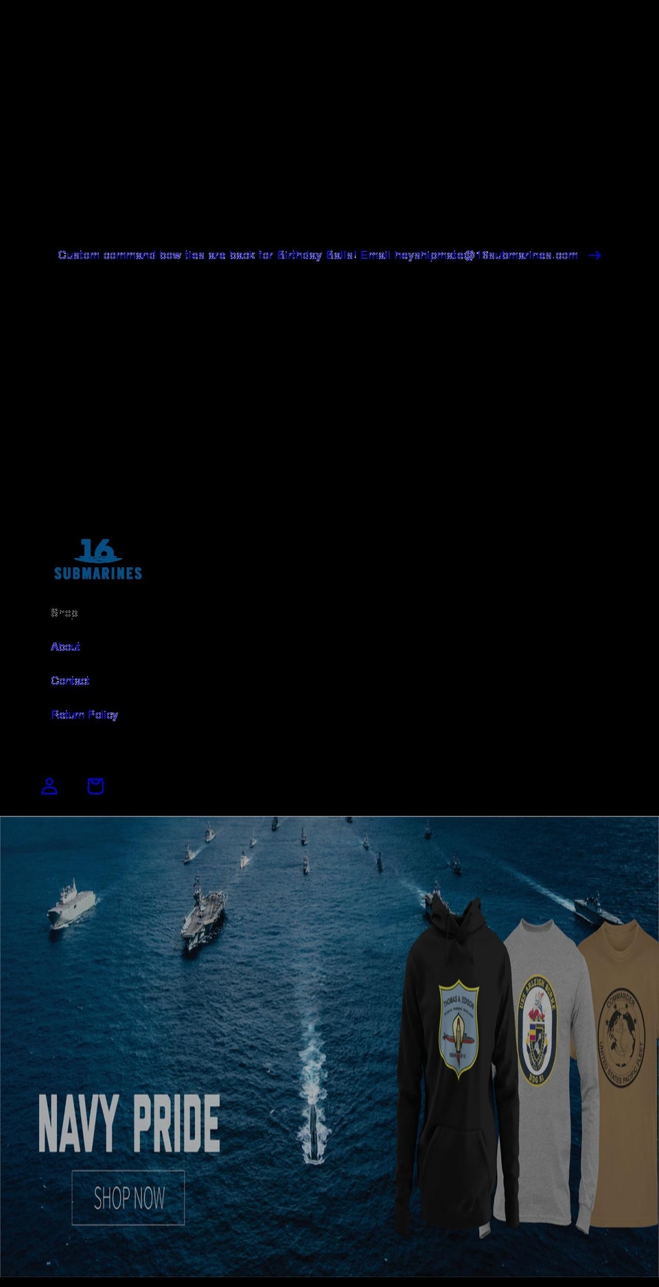 16submarines.com shopify website screenshot
