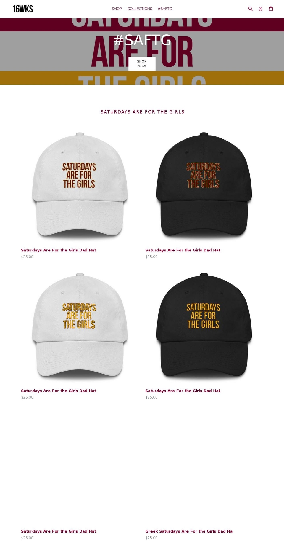 16wks.com — Shopify storefront screenshot