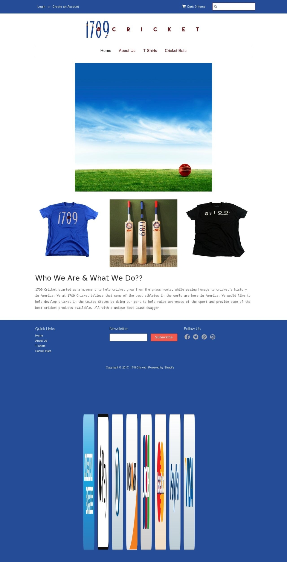 1709cricket.com shopify website screenshot