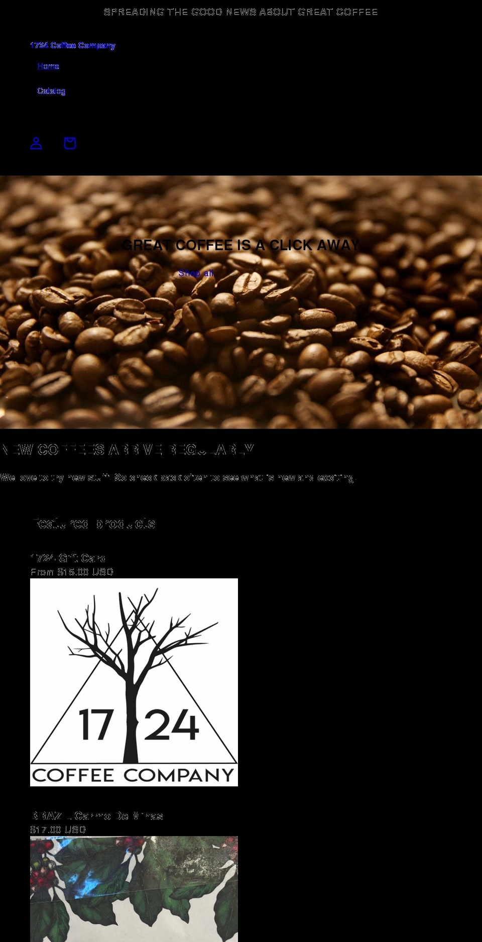 1724coffeecompany.com shopify website screenshot