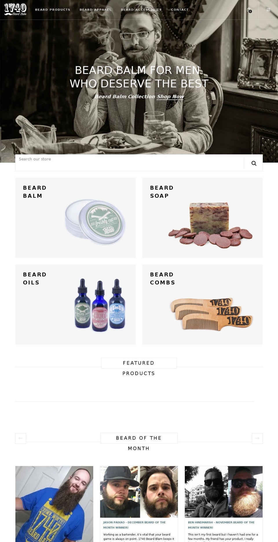 Puro Shopify theme site example 1740beardbalm.com