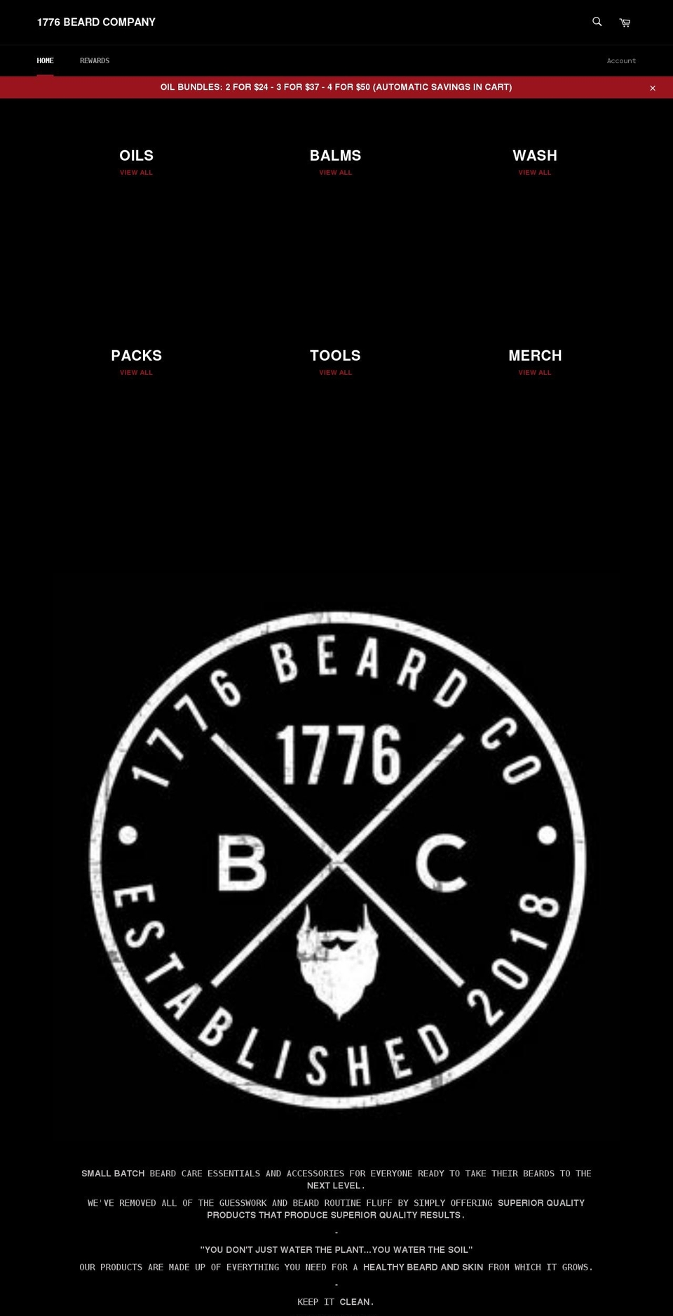 1776beardco.com shopify website screenshot