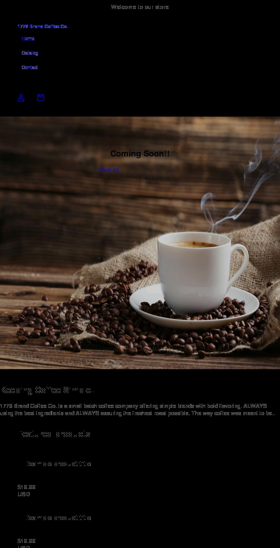 1776brandcoffeeco.com shopify website screenshot