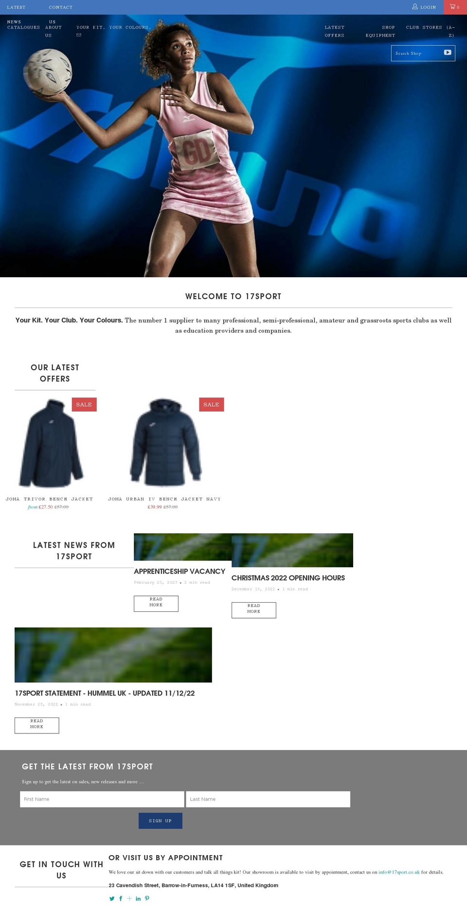 17sport.co.uk shopify website screenshot