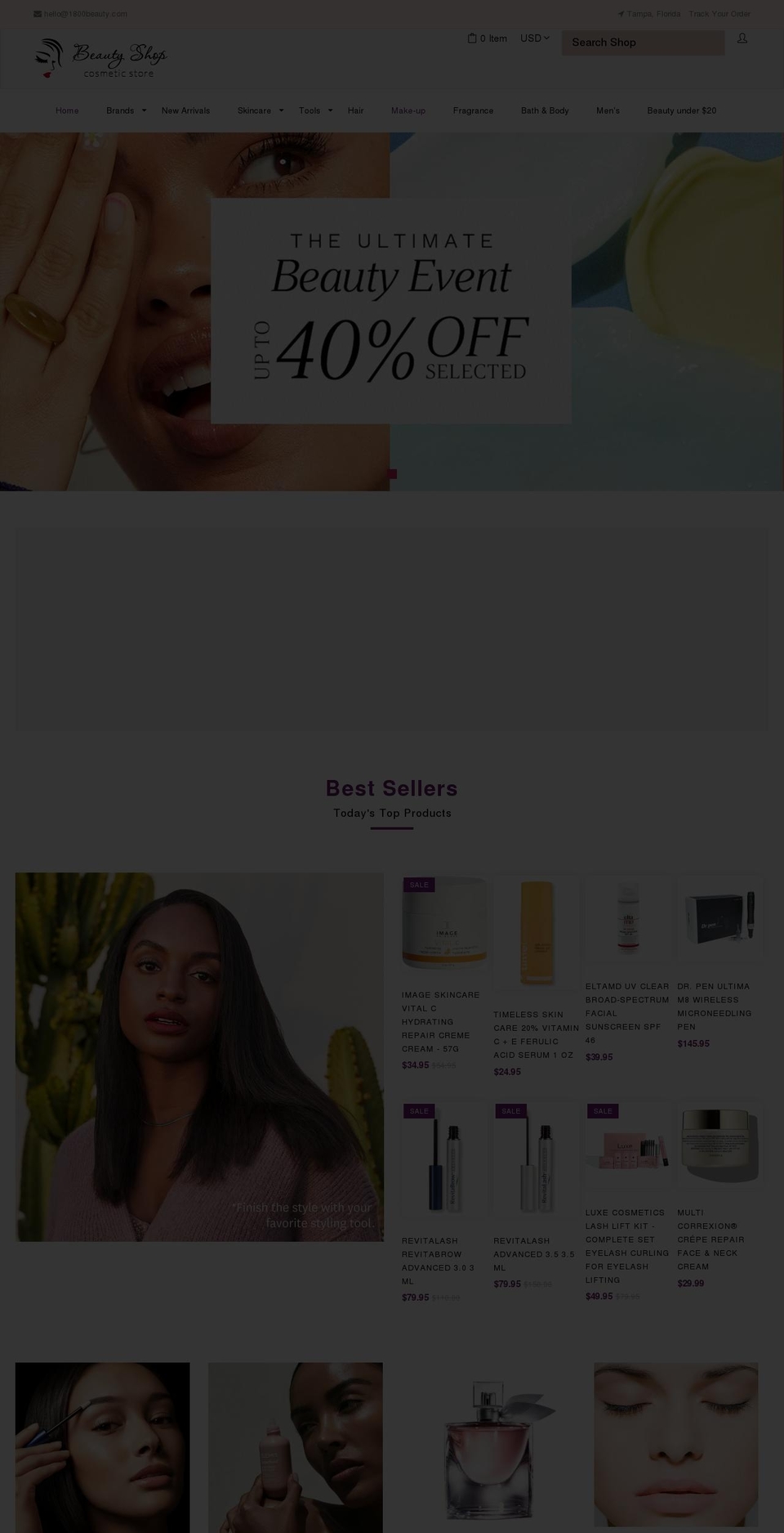 1800beauty.com shopify website screenshot