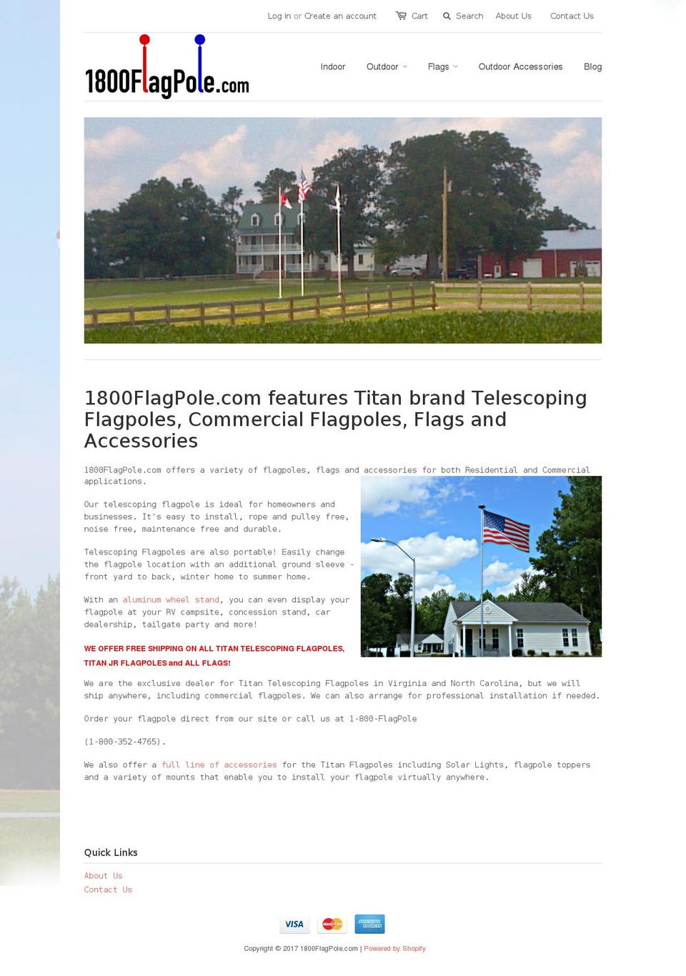 1800flagpole.com shopify website screenshot