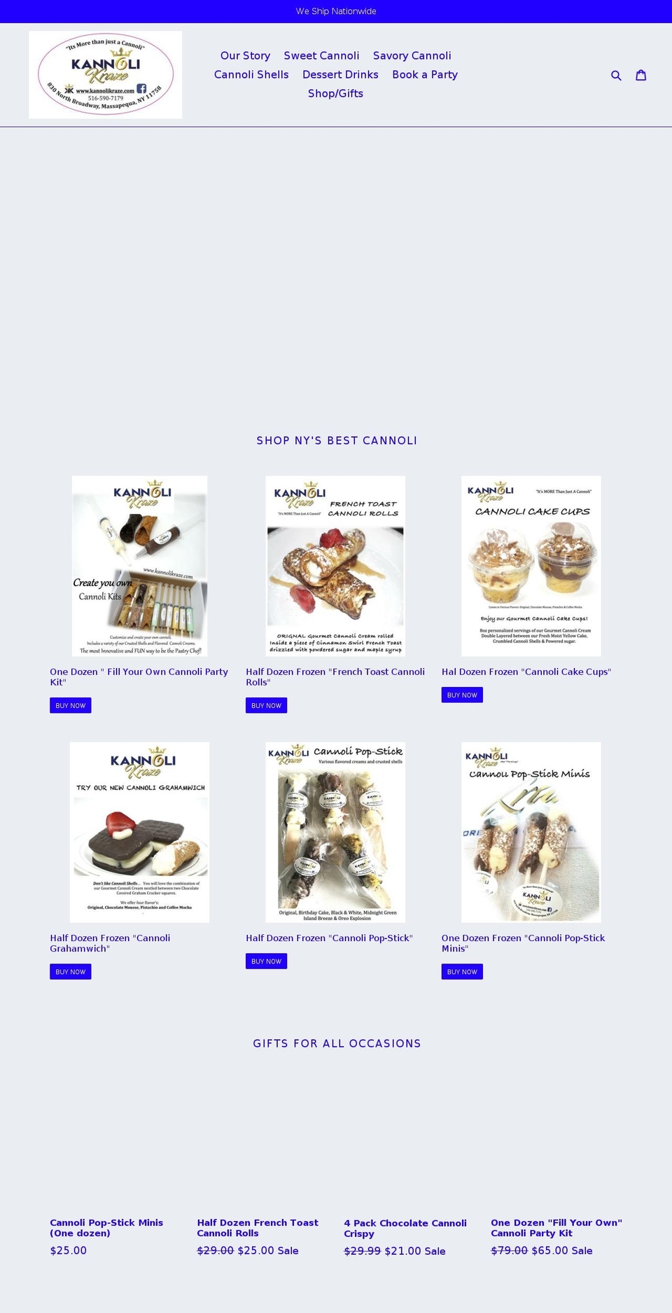 1800kannoli.com — Shopify storefront screenshot