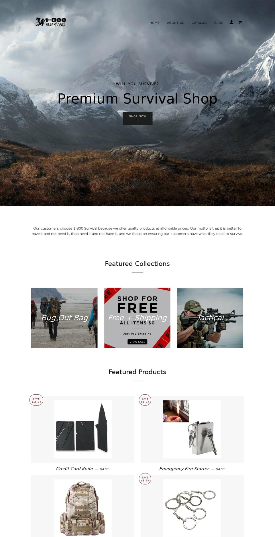 1800survival.com shopify website screenshot
