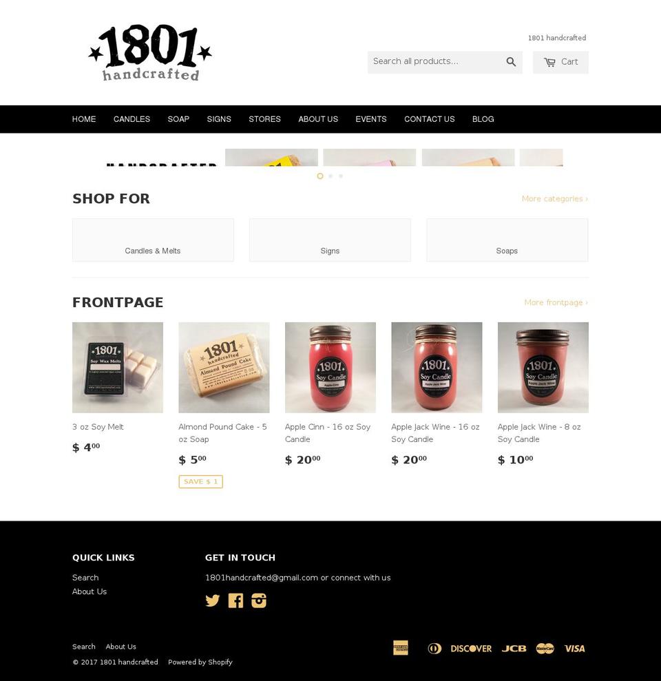 React Shopify theme site example 1801handcrafted.com