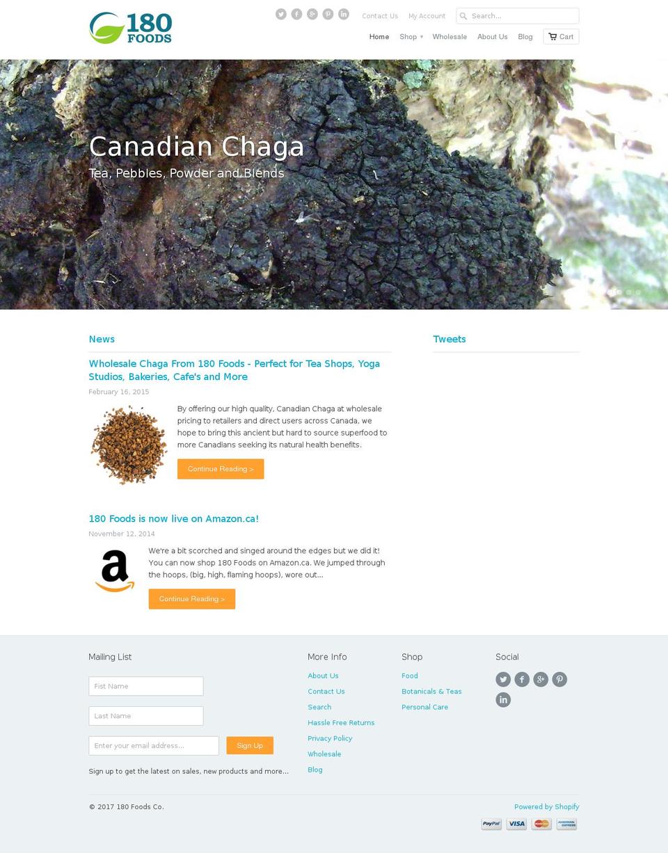180foods.com shopify website screenshot
