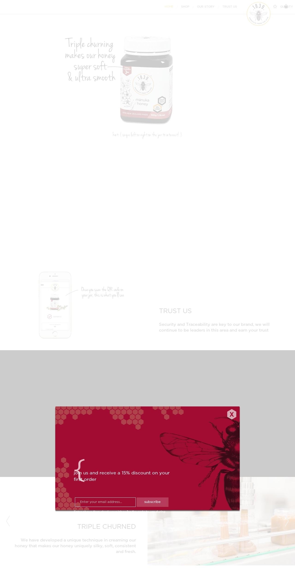 1839honey.com — Shopify storefront screenshot